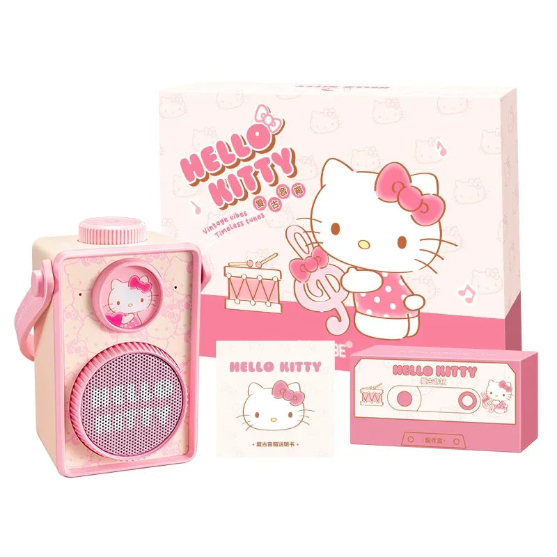 MG21-39 Hello Kitty Bluetooth Speakers Kawaii Retro Camera Audio Anime Action Figurine Decor Sound Box Hello Kitty Toys