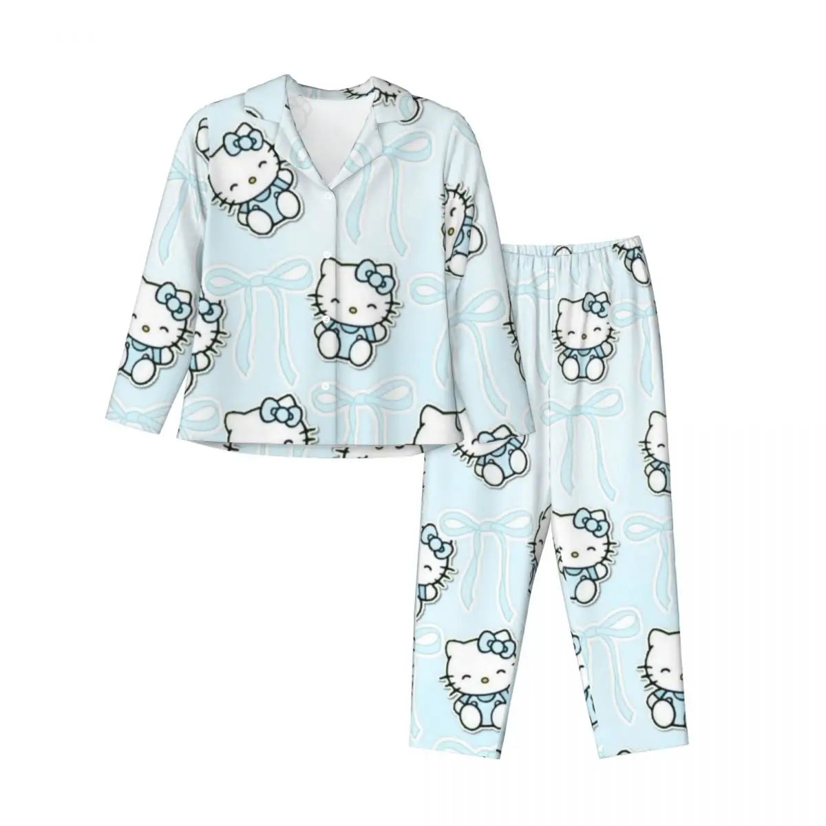 Cute Hello Kitty Women's Pajamas Set 2 Piece Set For Women Casual Long sleeve Suit