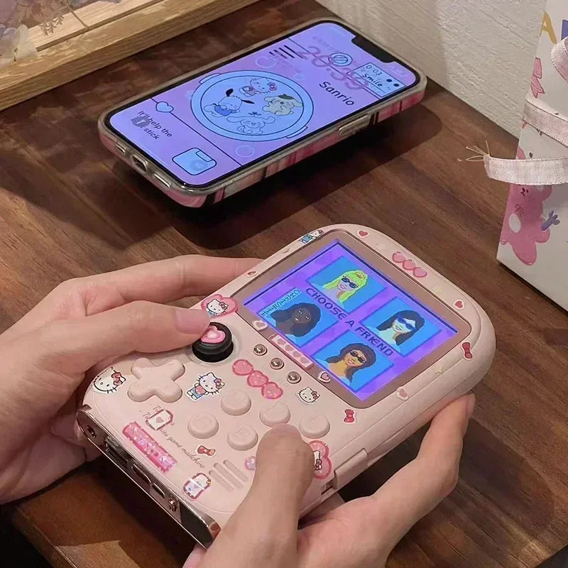 New Lovely Hello Kitty Power Bank Mini Game Portable Retro Handheld Game Console Soft Light Color Screen Birthday Gift For Girls