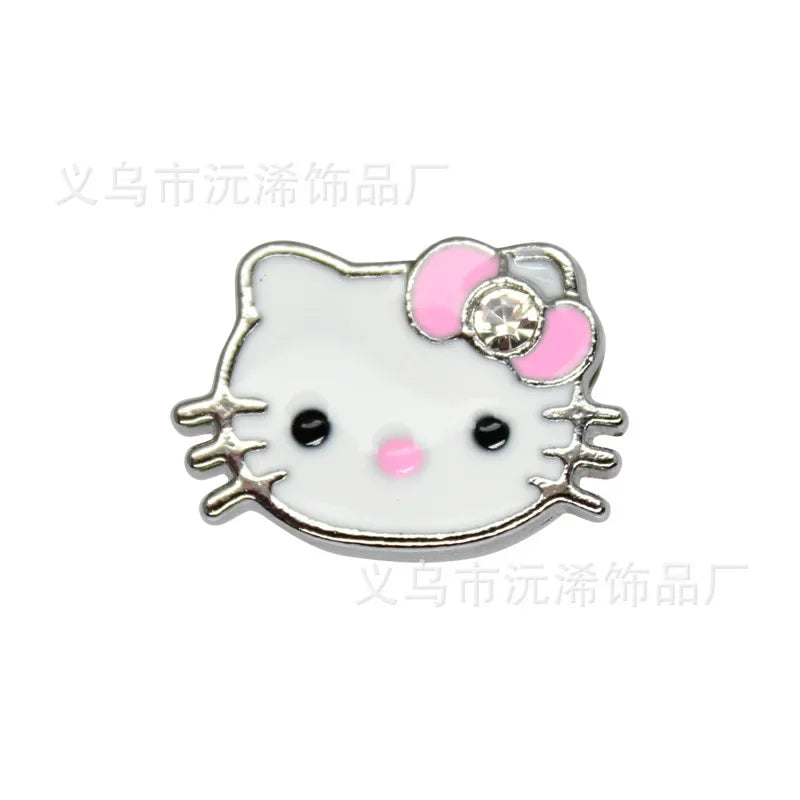 5cps 8mm Enamel Hello Kitty Charms Accessories DIY Wrist Strap Bracelet Collar Handmade Beads for Jewelry Making Kids Gifts