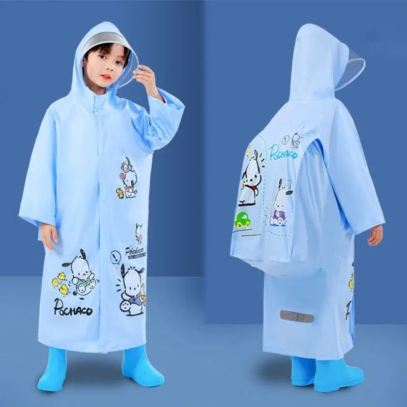 Children's Raincoat Kawaii Thickened Waterproof Poncho Girl Outdoor Camping Hiking Hooded Rain Gear Poncho 3-12 Years Old