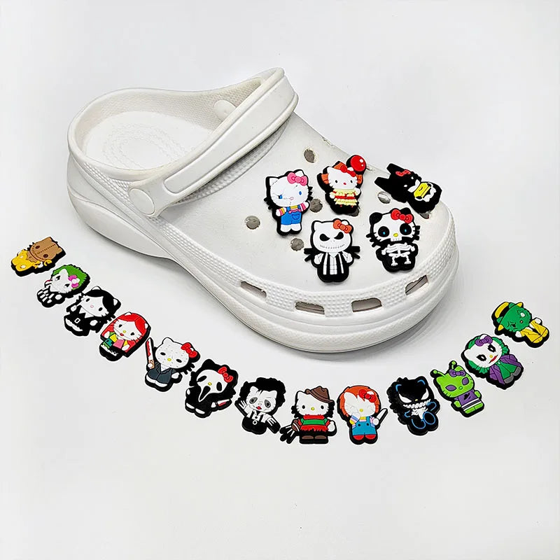 1-18pcs Hello Kitty Shoes Charms DIY shoe Accessories For Sneakers Shoe Decoration for Women Men Christmas Gift