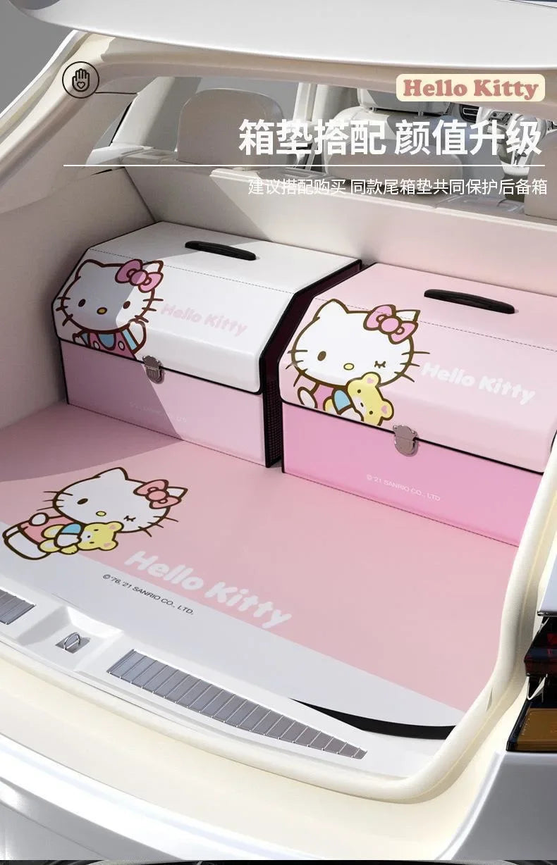 Sanrio Kawaii Hello Kitty Car Trunk Storage Box Anime Cartoon Lovely Fashion Exquisite Creative Waterproof Universal Storage Box