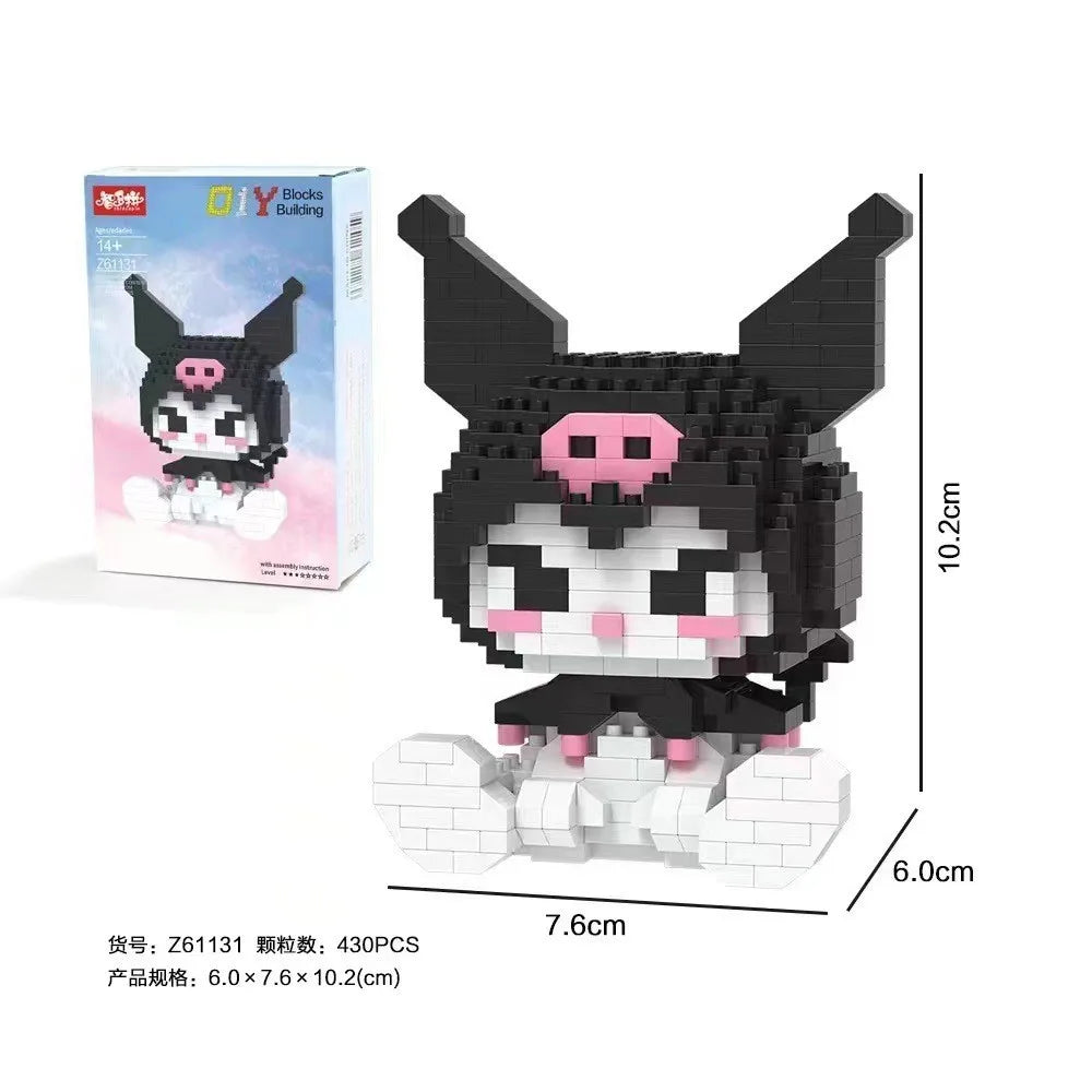 Anime Hello Kitty Building Block Model Assembled Toys Sanrio Figure Kuromi My Melody Children's Puzzle Gift Desktop Decorations