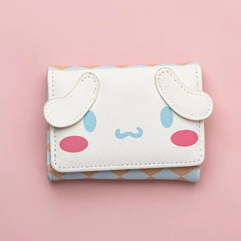 New Kawaii Kuromi Cartoon Wallet Hello Kitty My Melody Pochacco Anime Face Short Wallet Change Purse Coin Storage Bag ﻿