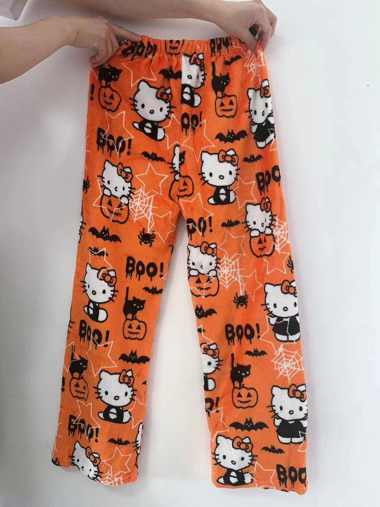 Hello Kitty Anime Y2k Kawaii Flannel Pajamas Women's Warm Woolen Cartoon Casual Home Pants Autumn Winter Fashion Trousers