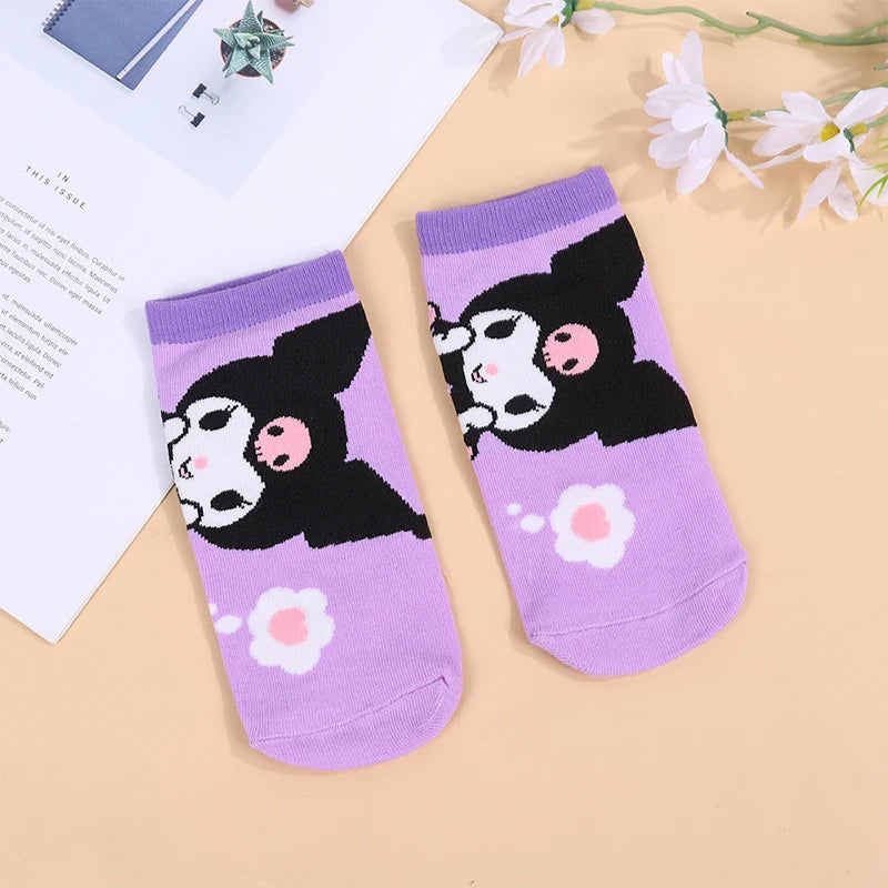 1 Pair Hello Kitty Child Socks Kawaii Kuromi My Melody Pochacco Cinnamoroll Short Socks Baby Socks