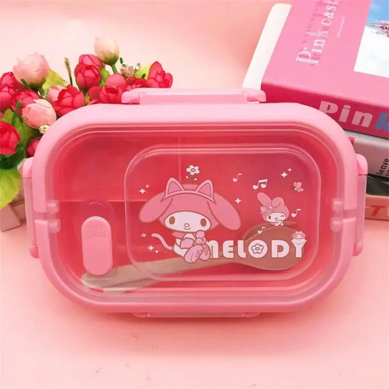 1200Ml Kawaii Hello Kitty Lunch Box Kuromi My Melody Cinnamoroll Student Cute Portable Large Capacity Bento Box Tableware