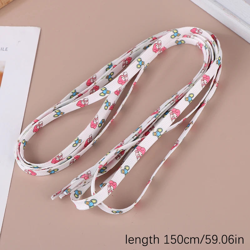 New 120Cm/150Cm 1Pair Flat Shoelaces Kuromi Hello Kitty No Elasticity Sneakers Laces Casual Thicken Shoes Accessories