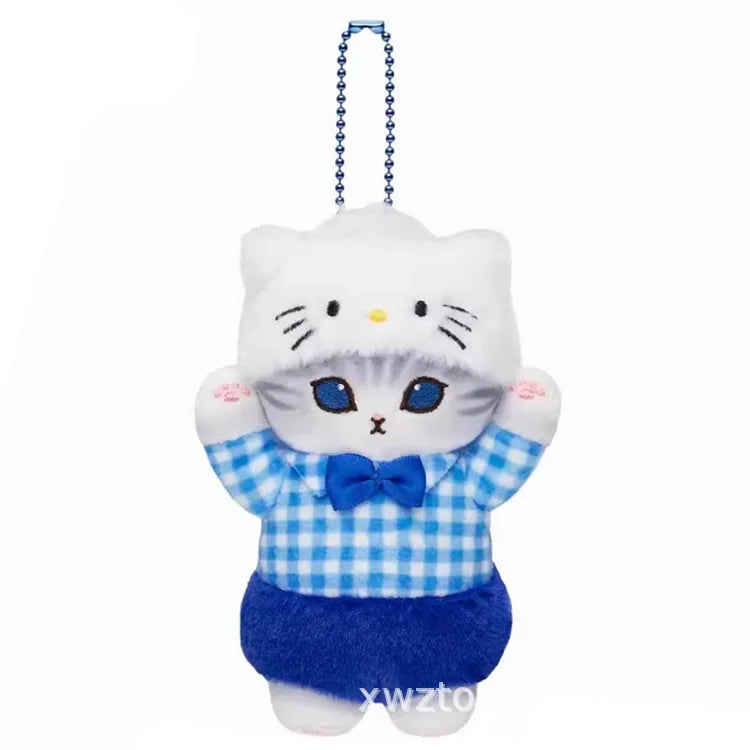 Kawaii Plush Keychain Pendant Cartoon Mofus and Shark Cat Cross-Dressing Hello Kitty Kuromi doll stuff Backpack Decor Toys