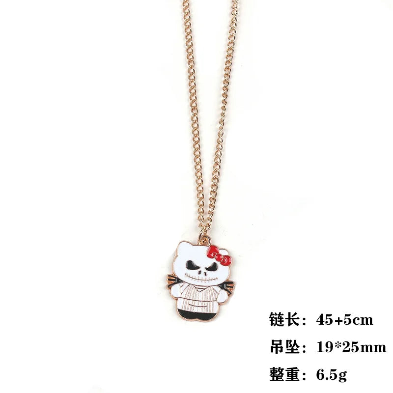 2025 Halloween Necklace Kawaii Anime Hello Kitty Transform Demon Ghost Pumpkin Alloy Pendant Jewelry Pendant Gifts Toys