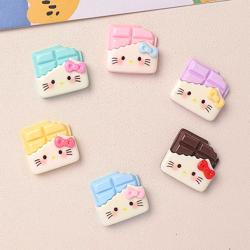 5PCS Cartoon DIY Resin Accessories Cookies Kittens Resin Flatback for Jewelry Making hello kitty Diy Scrambooking Embellishments