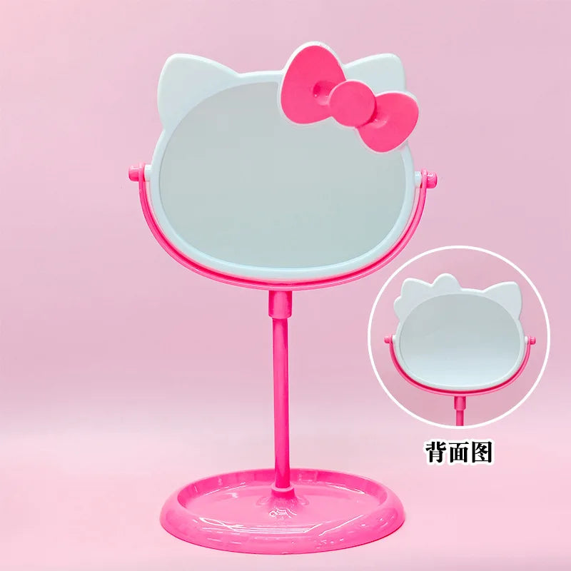 Hello Kitty Vanity Mirror Cartoon Shiny Rhinestones Beauty Handheld Mirror Diamond Pink Girls Flip Girl Gift