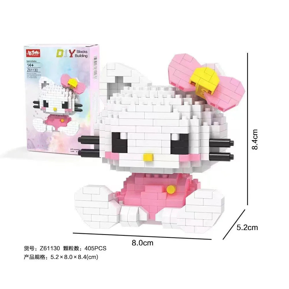 Anime Hello Kitty Building Block Model Assembled Toys Sanrio Figure Kuromi My Melody Children's Puzzle Gift Desktop Decorations