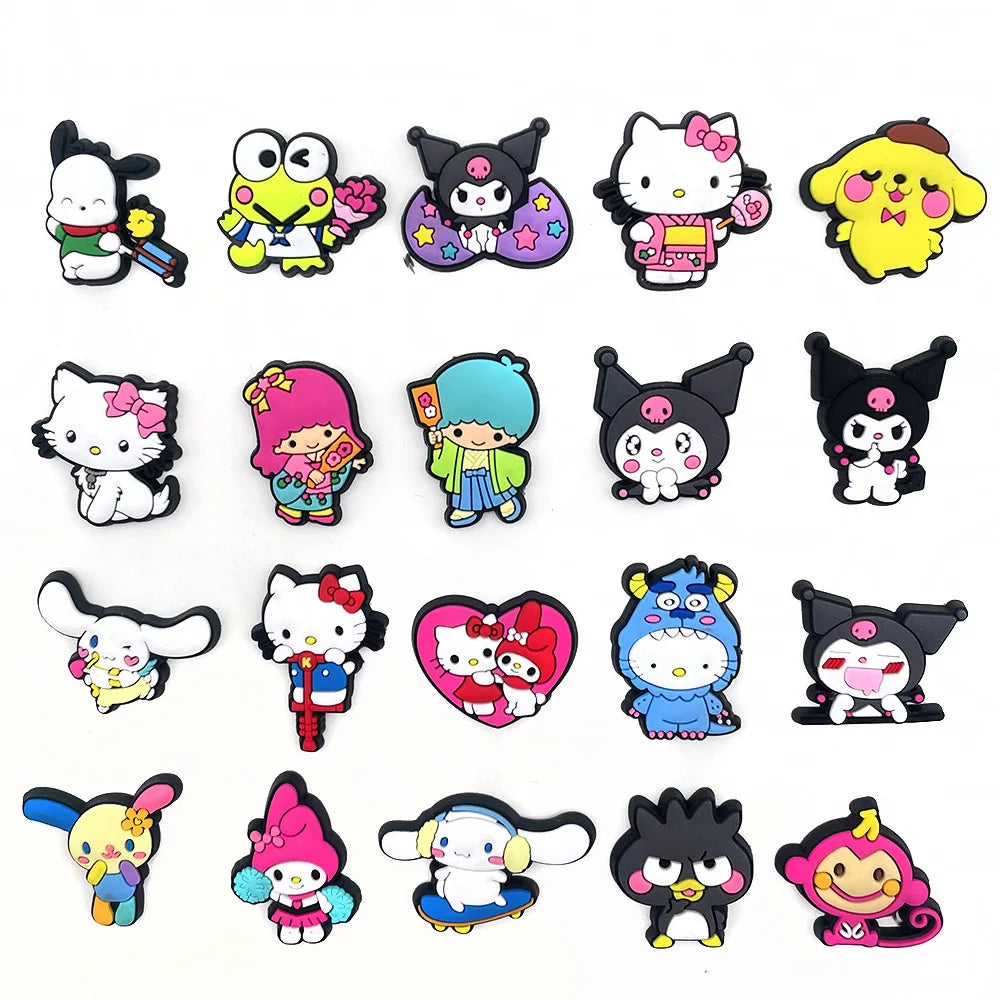 Sanrio Series Suit Shoe Charms Hellokitty Kuromi My Melody Set Shoe Charms for Clogs Shoe Accessories Charms for Friends Gifts