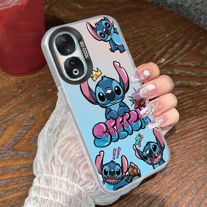 For Honor 90 Phone Case Lilo Stitch Big Eye Cute Cartoon Lovely Cover Matte Laser Coque For Honor 90 Fundas Honor90 Bumper