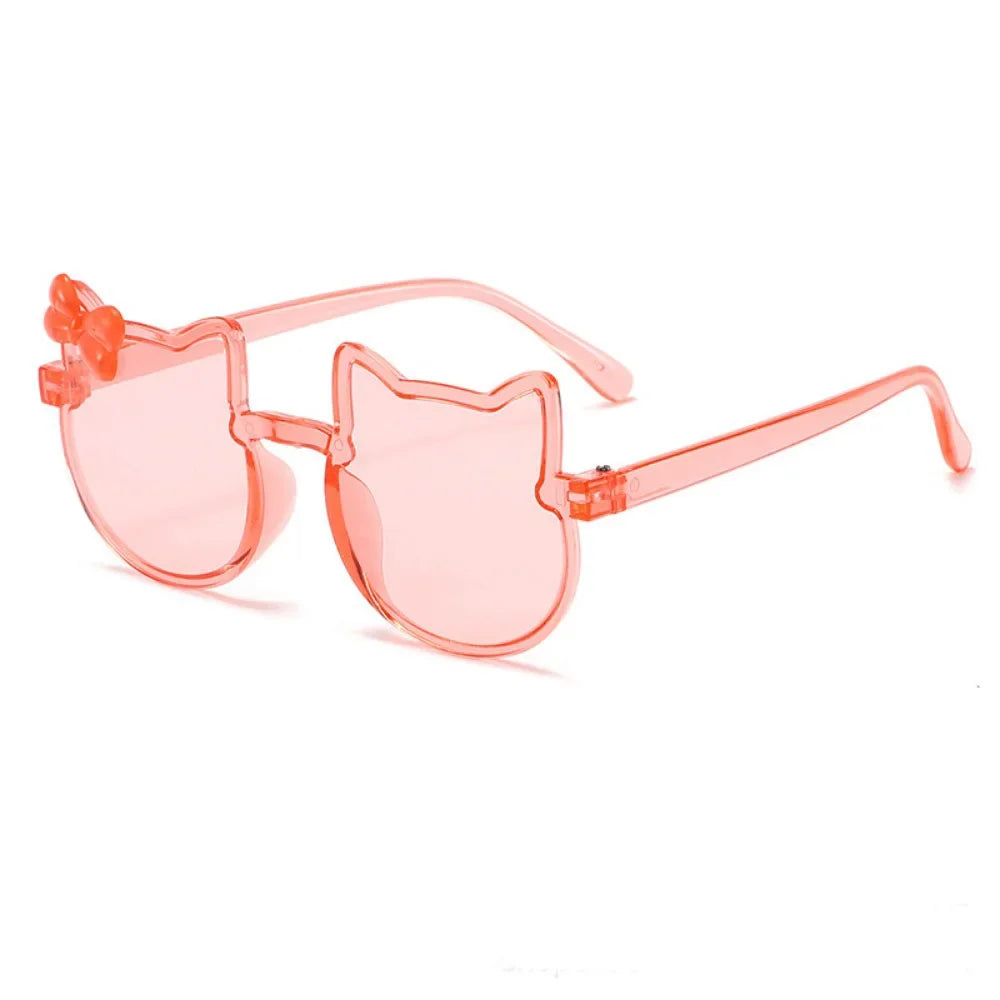 Hello Kitty Kids Sunglasses Girl Boy Shiny Bowknot Sun Glasses Lovely Children Eyewear Fashion Gradient Eyeglasses Gifts