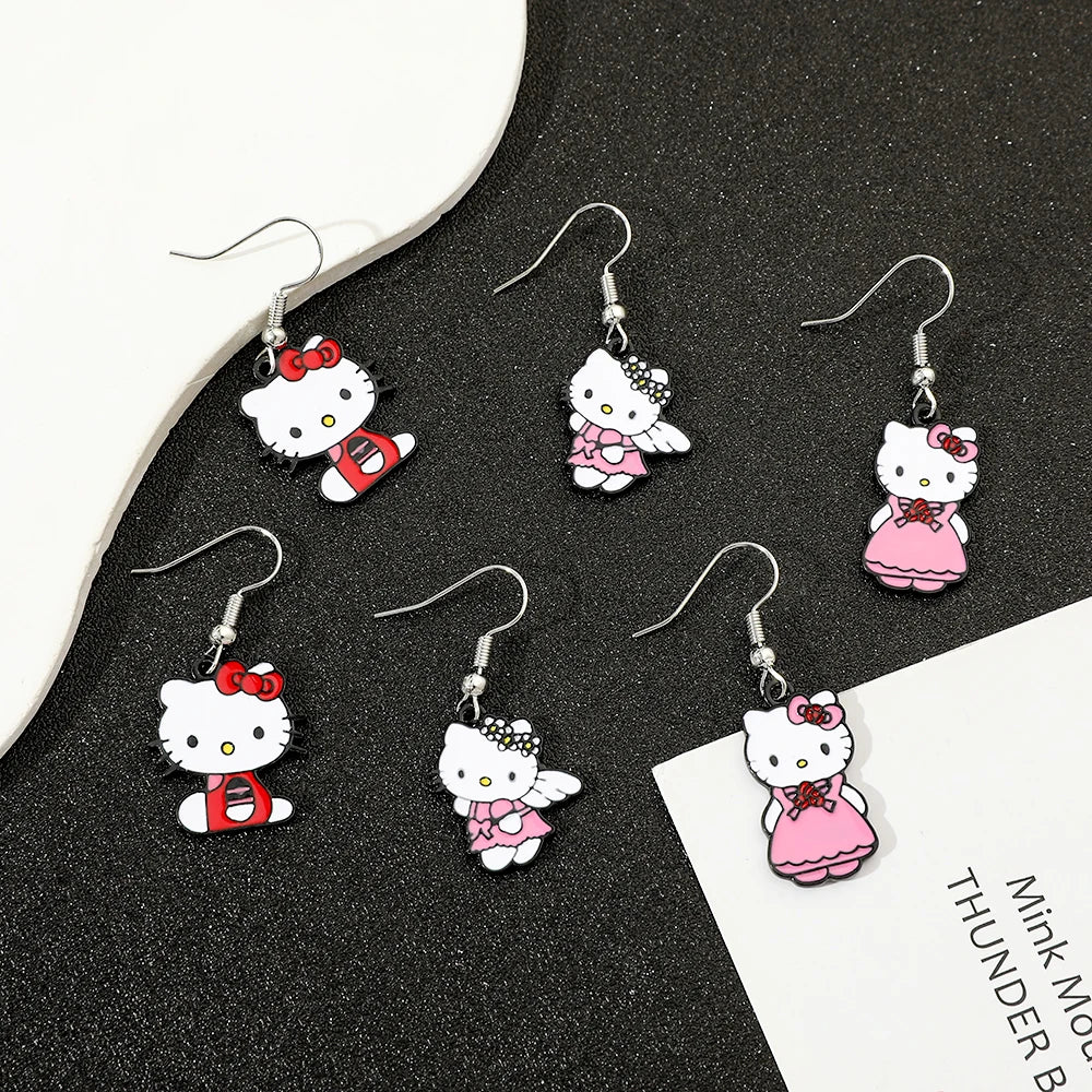 Cartoon Hello Kitty Diverse Modelling Earrings Personalized Girls Dress Up Youth Cute Campus Style Earrings Gift