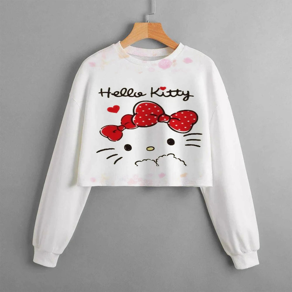 Hello Kitty Kuromi Hoodie Pattern Long sleeved Top for Children and Girls Outdoor Sports Top Sweatshirt