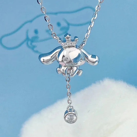 Cute Sanrio Necklace Cinnamoroll Kawaii 925 Silver Pendant Clavicle Chain Ornaments Girl&Child Birthday Gifts Jewelry Lover Gift