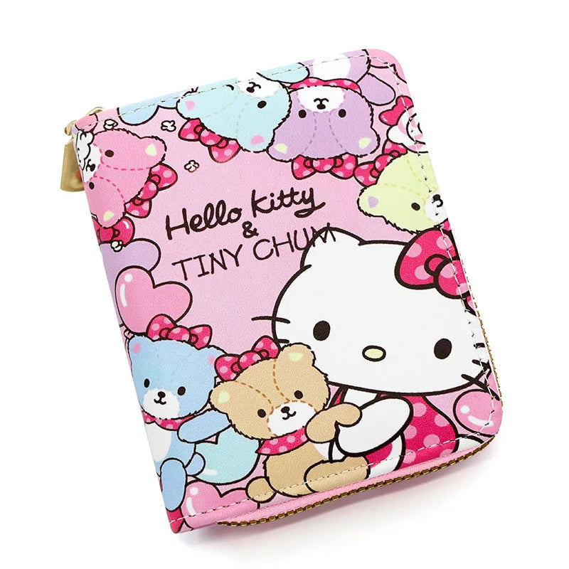 Children's Kawaii Cartoon Hello Kitty Coin Wallet Cute Cartoon Folding PU Leather Bag Girl Zero Wallet Female Walle Gifts