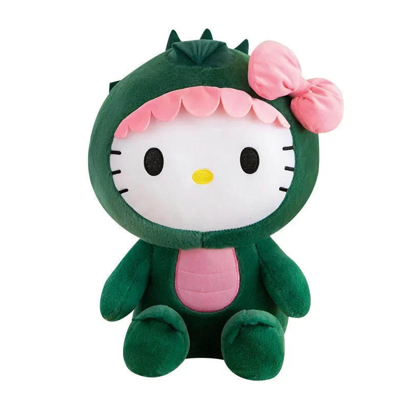 35/50/65cm Kawaii Hello Kitty Dinosaur Plush Toy Cartoon Doll Room Decoration Sleeping Throw Pillow Kids Birthday Gift