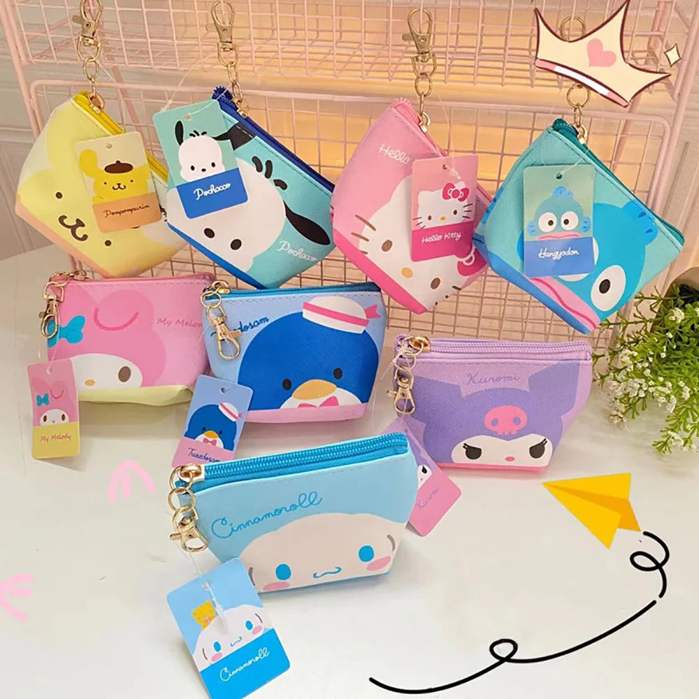 Keychain Purse Portable Cartoon Pouch Mini Waterproof Coin Pocket Key Earphone Storage Bag ID Card Holder Backpack Pendant