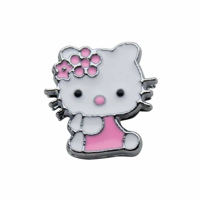 5cps 8mm Enamel Hello Kitty Charms Accessories DIY Wrist Strap Bracelet Collar Handmade Beads for Jewelry Making Kids Gifts