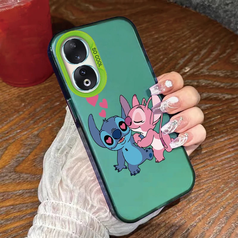 For Honor 90 Phone Case Lilo Stitch Big Eye Cute Cartoon Lovely Cover Matte Laser Coque For Honor 90 Fundas Honor90 Bumper