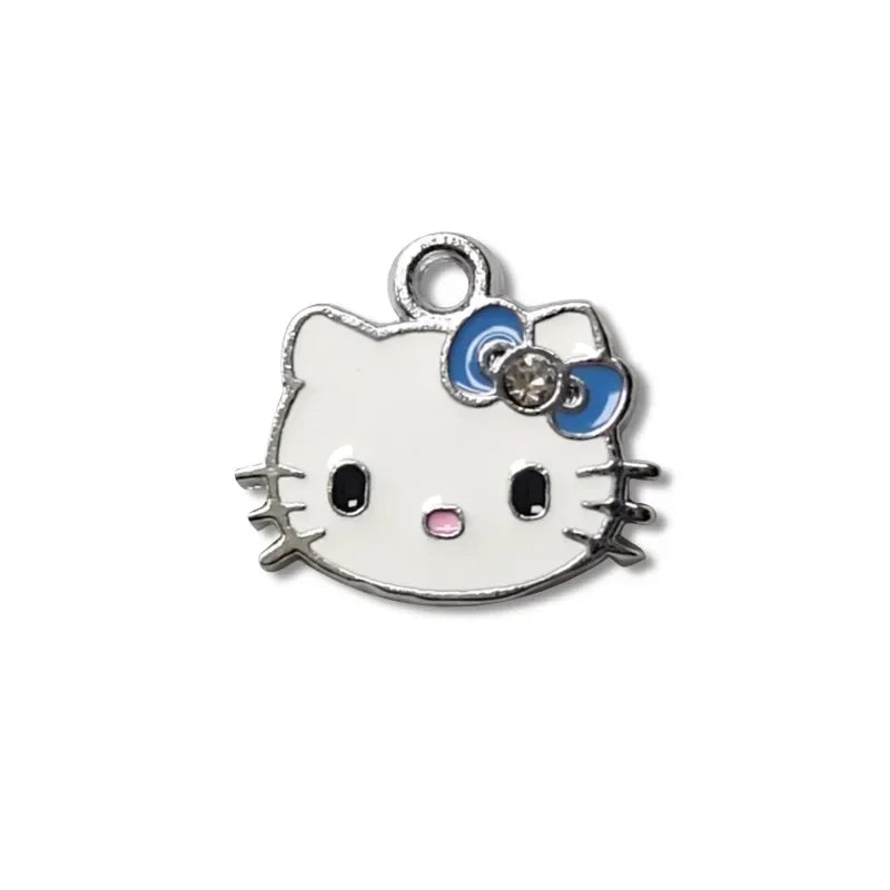 5pcs Hello Kitty Alloy Pendant Charms DIY Jewelry Accessories for Bracelet Rose Pink Blue Kt Metal Charms Handmade Supplies