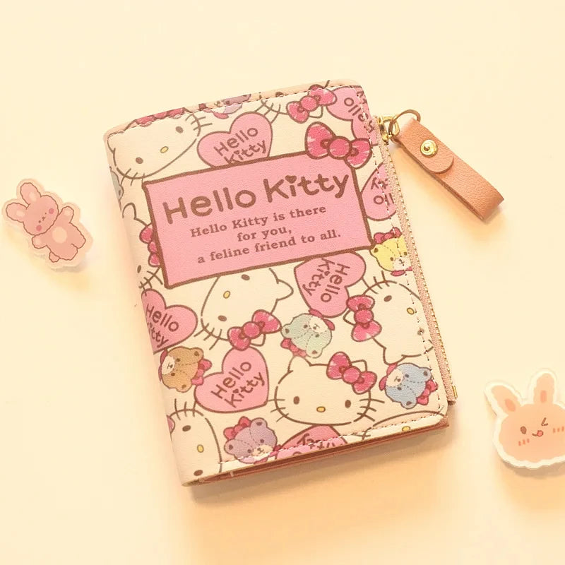 Cute Wallet Hello Kitty Coin Purse Kawaii Leather Card Holder Women Pu Casual Money Card Bag Kids Birthday Gift for Girls