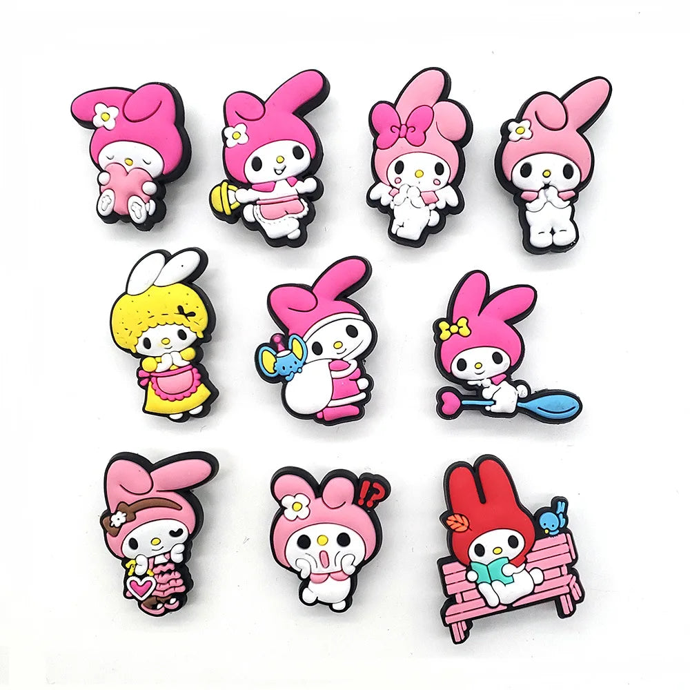 Sanrio Series Suit Shoe Charms Hellokitty Kuromi My Melody Set Shoe Charms for Clogs Shoe Accessories Charms for Friends Gifts