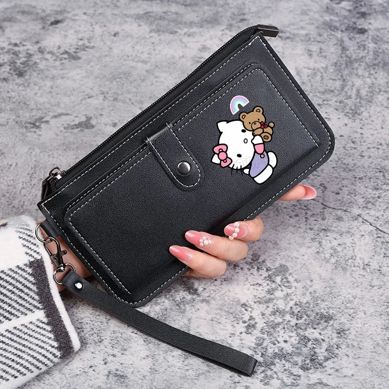 Hello Kitty Women Wallets PU Leather Female Purse Multi-Cards Holder Coin Foldable Wallet Zipper Billfold Hipster Credit Gift