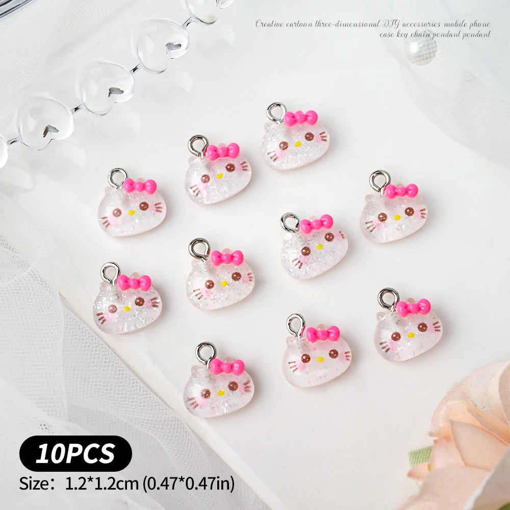 10/35/50Pcs Kawaii Nail Charms Funny Cute Hellokitty/Kuromi/Melody Charms Pendant for DIY Earring Keychain Jewelry Making