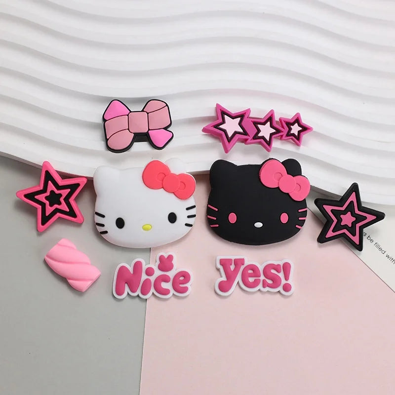 Hello Kitty Cartoon Cat Shoe Charms Accessories Buckle Clogs Sandals Pin Decorate Girl Gift