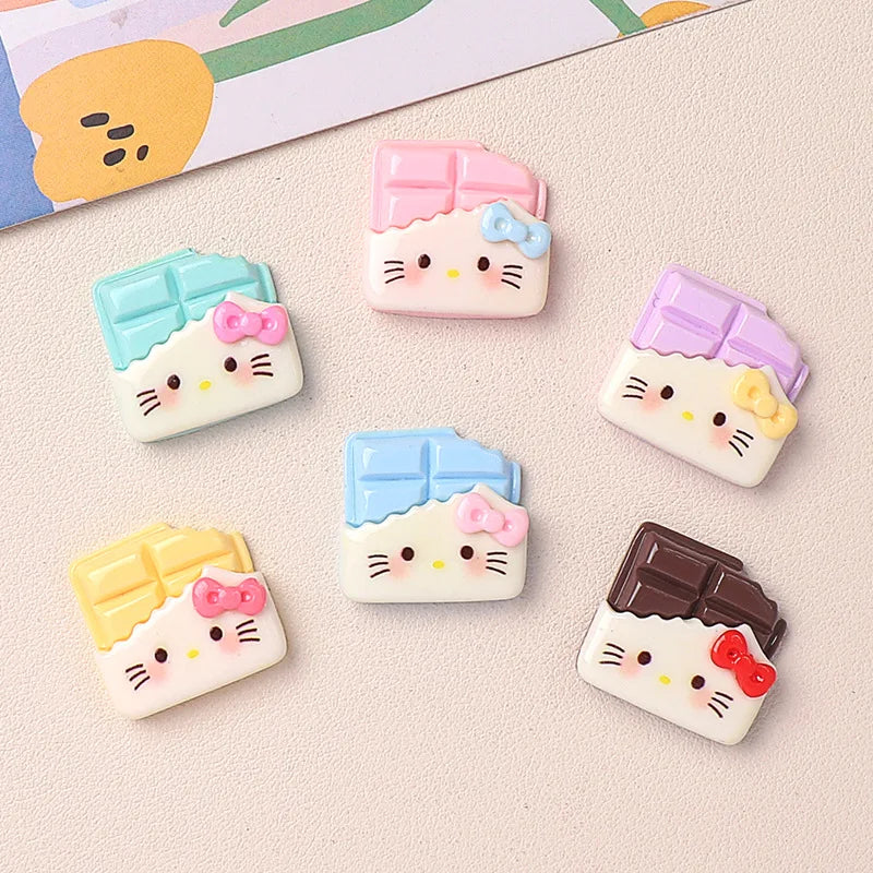 5PCS Cartoon DIY Resin Accessories Cookies Kittens Resin Flatback for Jewelry Making hello kitty Diy Scrambooking Embellishments