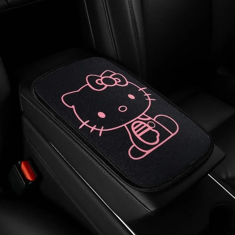 Sanrio Hello Kitty Car Armrest Pad Mat Car Front Rear Center Universal Breathable Mat Cute Anti Slip High-End Interior Decor