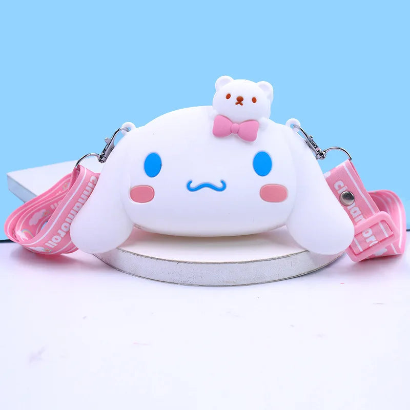 Bag Kawaii Hello Kitty Cinnamoroll Silica Gel Shoulder Bags Kuromi My Melody Coin Purse for Girl Cute Doll Handbag Gift