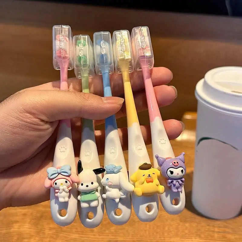 Children Toothbrush Anime My Melody Kuromi Household Soft Tooth Brush Kawaii Teeth Cleaning Oral Tool Cartoon Kids Gifts