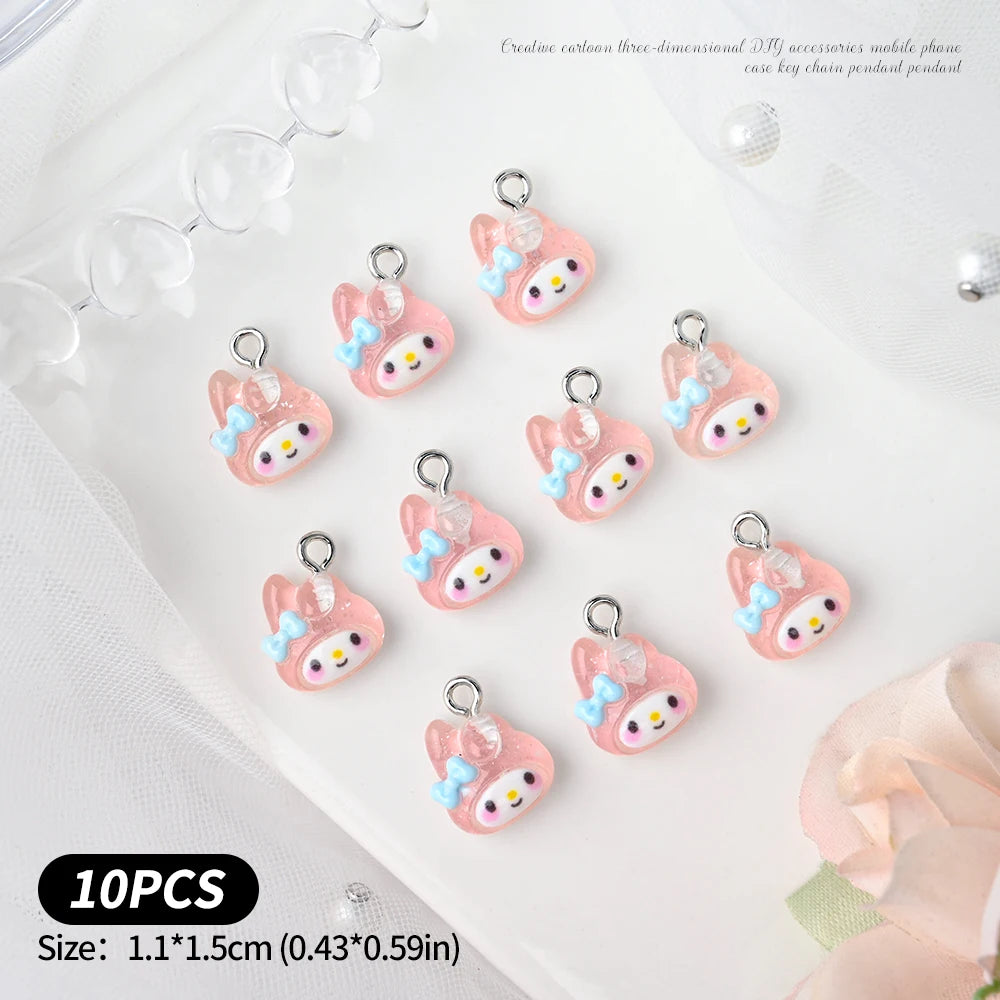 10/35/50Pcs Kawaii Nail Charms Funny Cute Hellokitty/Kuromi/Melody Charms Pendant for DIY Earring Keychain Jewelry Making