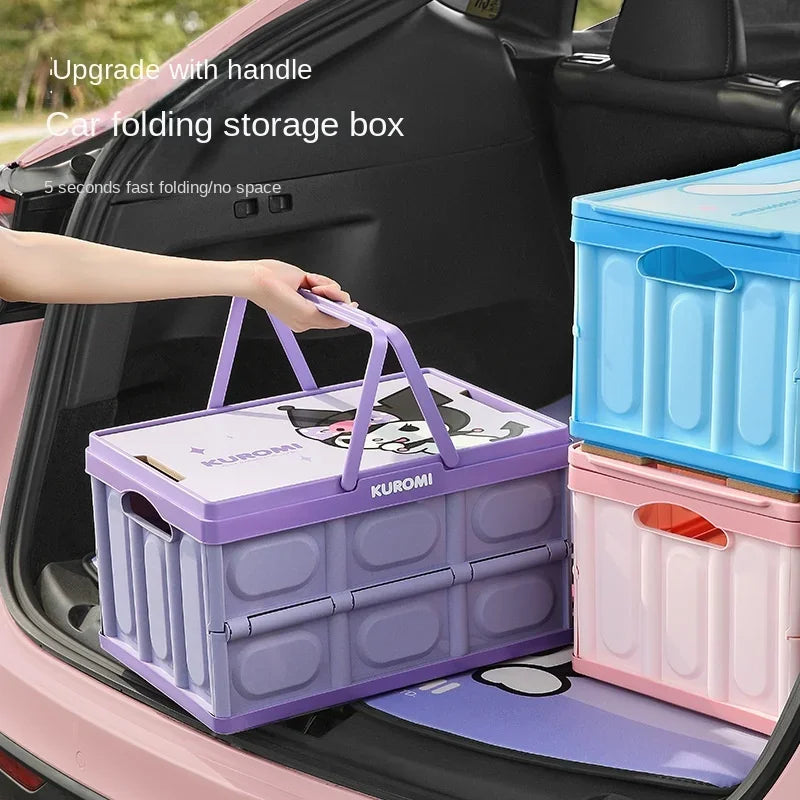 Sanrio Kawaii Anime Hello Kitty Car Trunk Storage Box Cute Outdoor Camping Portable Glove Box Foldable Car Storage Box Kids