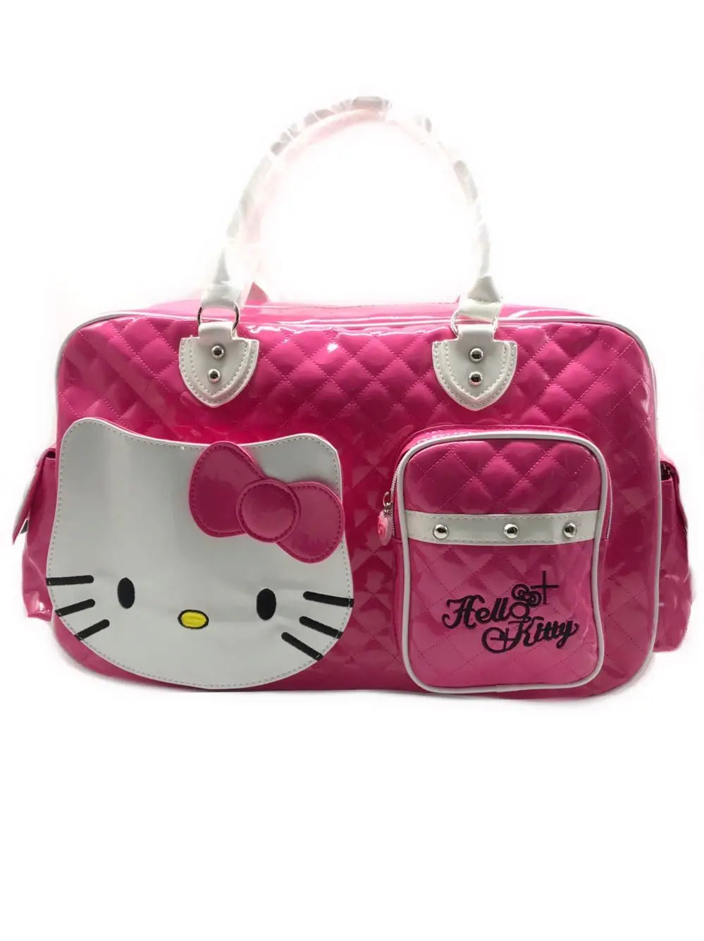 Hello Kitty Bag Cute Pink Handbag PU Glossy Travel Bag for Girls Fashion Crossbody Bag Carry on Luggage Backpack