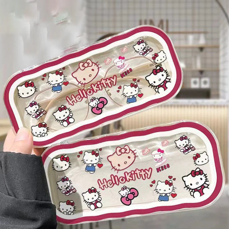 Hello Kitty Glasses Storage Box Anime Kawaii Cute Heart Sunglasses Protective Case Gifts for Girls Christmas Birthday Present