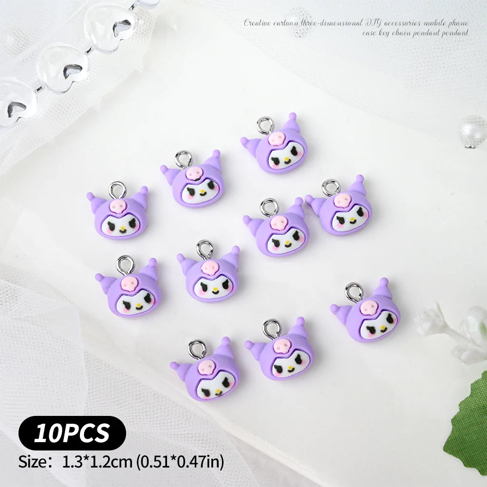 10/35/50Pcs Kawaii Nail Charms Funny Cute Hellokitty/Kuromi/Melody Charms Pendant for DIY Earring Keychain Jewelry Making