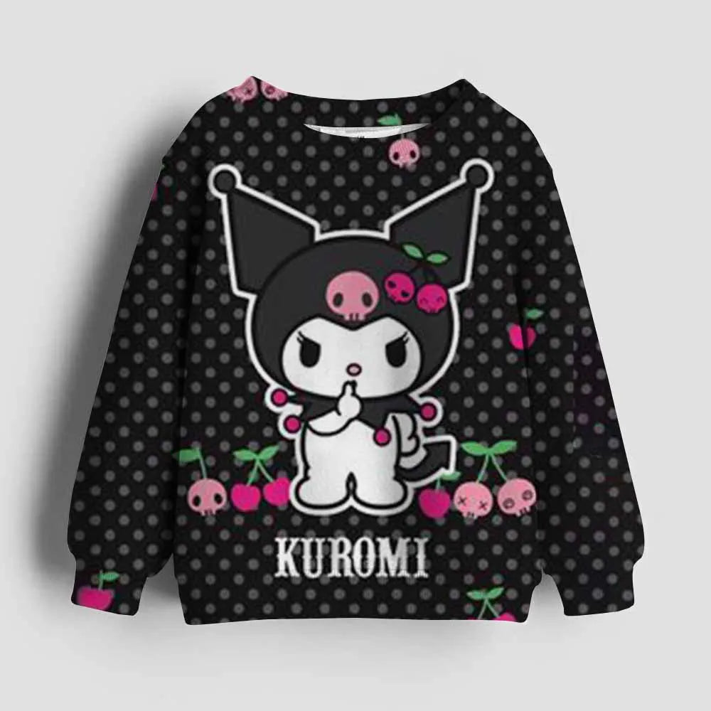 Hello Kitty kawaii children fashion girls autumn clothing baby girl sweatshirt Kuromi children's hoodie toddler casual sportswea