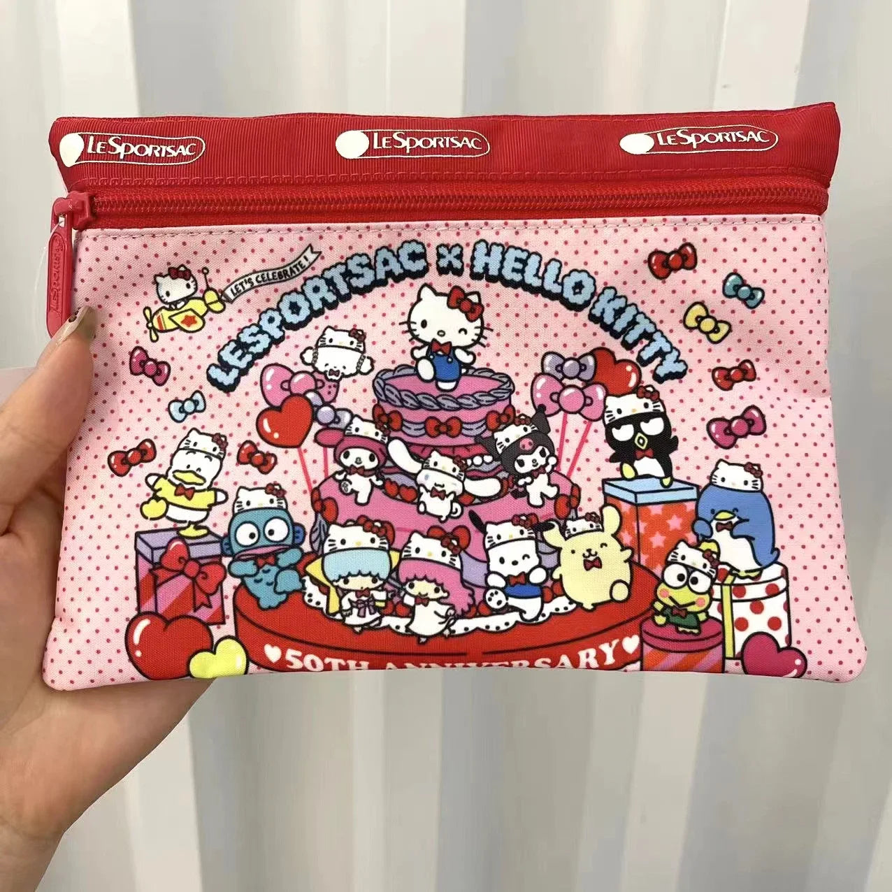 Popular Cute Anime Cartoon Hello Kitty Series Large Capacity Handheld Makeup Bags Stationery Bag Wallet Romantic Birthday Gifts