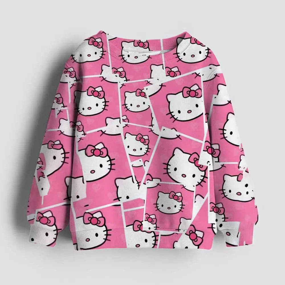 Kawaii Hello Kitty Hoodie Kids Clothes Girls Clothing Fashion Baby Clothes Autumn Kuromi Sweatshirt Children Tops