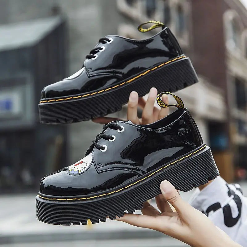 High-quality Womans Shoes 2024 Black Platform Sneakers Woman Designer Shoes Zapatillas De Mujer Black Hello Kitty Lolita Shoes