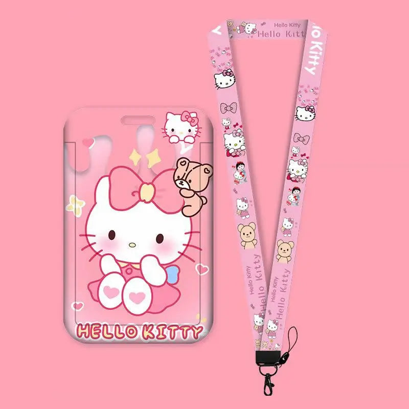 Cartoon Lanyard Card Sleeve kawaii Hello Kitty Kuromi My Melody ID Card Bus And Subway Access Work Permit Card Sleeve