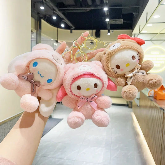 Cross-dressing Cute Kawaii Hello Kitty My Melody Cinnamoroll Bag Plush Pendant Doll Doll Cartoon Keychain Doll Toy Gift